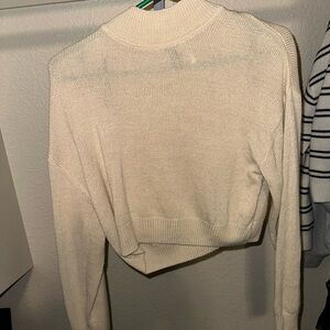 H&M Divided Cream Mock Neck Cropped Sweater